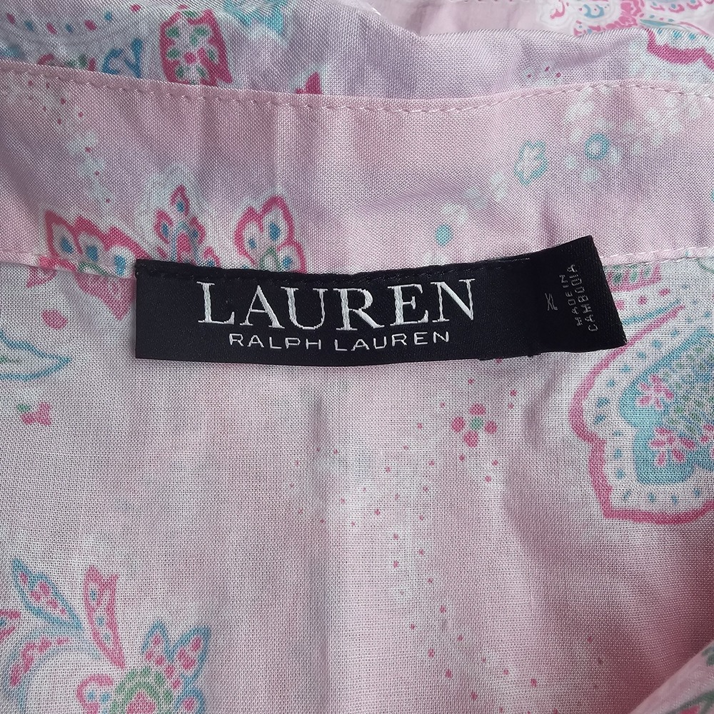 LAUREN Ralph Lauren Pink Pajama Set Women's Size XL Paisley Flowers NWT ($74.00) - Picture 2 of 14